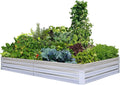 Galvanized Raised Garden Bed 8x4x1ft Single Unit | Above Ground Planter Overlap Panels No-Deform, Anti-Rust