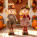 Fall Decoration 2Pack Standing Scarecrows with Stretchable Legs 22" to 28"