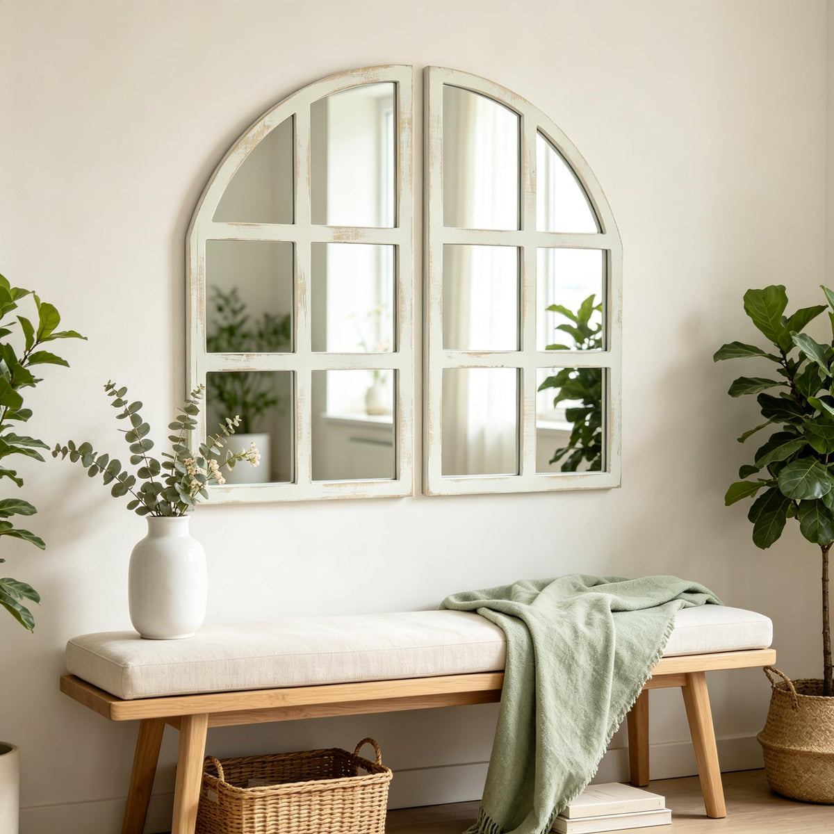 Farmhouse Mirror, Arch Window Entryway Large Wall Decor Mirror