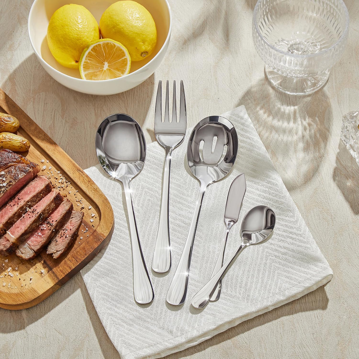 Silverware Set for 12, Premium 18/10 Stainless Steel 65 Piece Flatware, Quality Heavy Duty Cutlery Utensils, Mirror