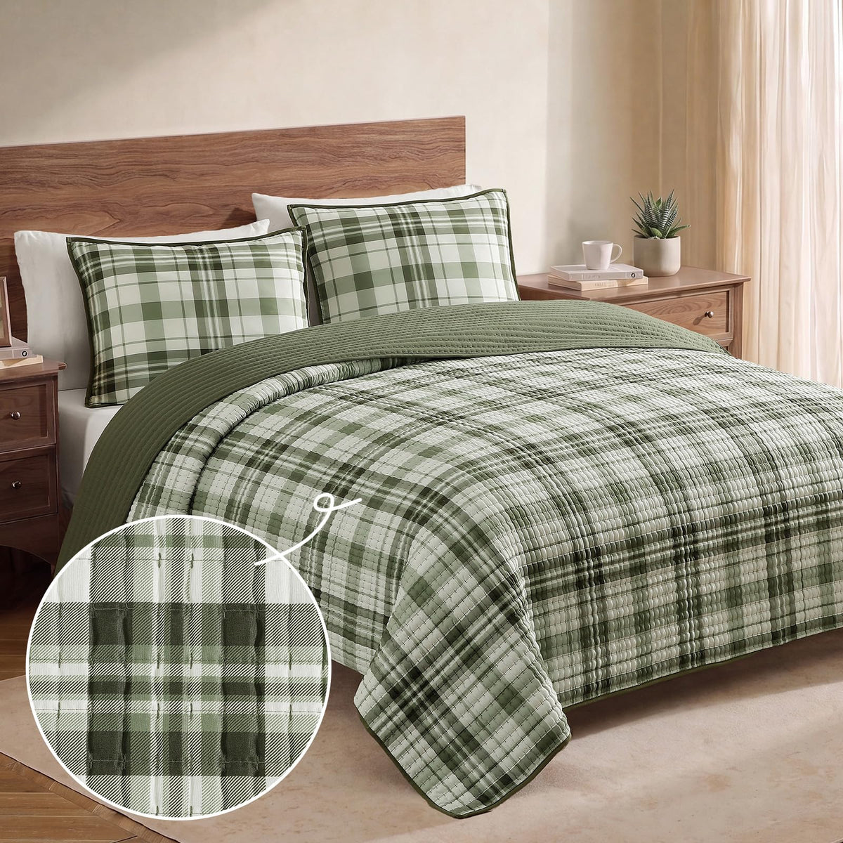 Quilt-Lightweight Bedspread Plaid Quilt Quilt Bedding Set