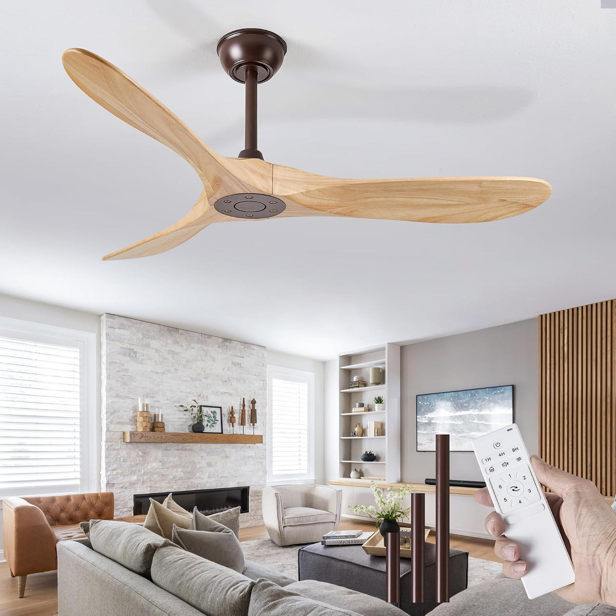 52" Oil Rubbed Bronze Ceiling Fan with Remote, No Light
