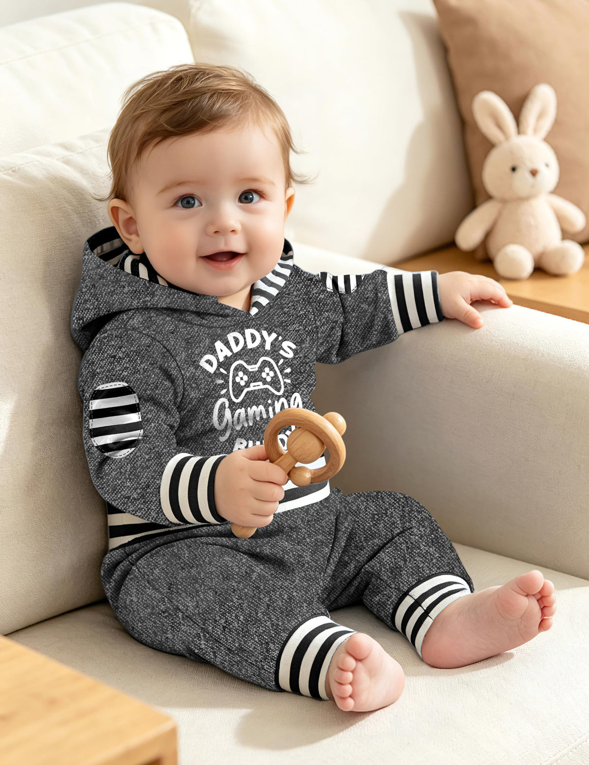 Baby Boy Clothes Outfits Grey Hooded Bodysuit Set Fall Clothes Infant