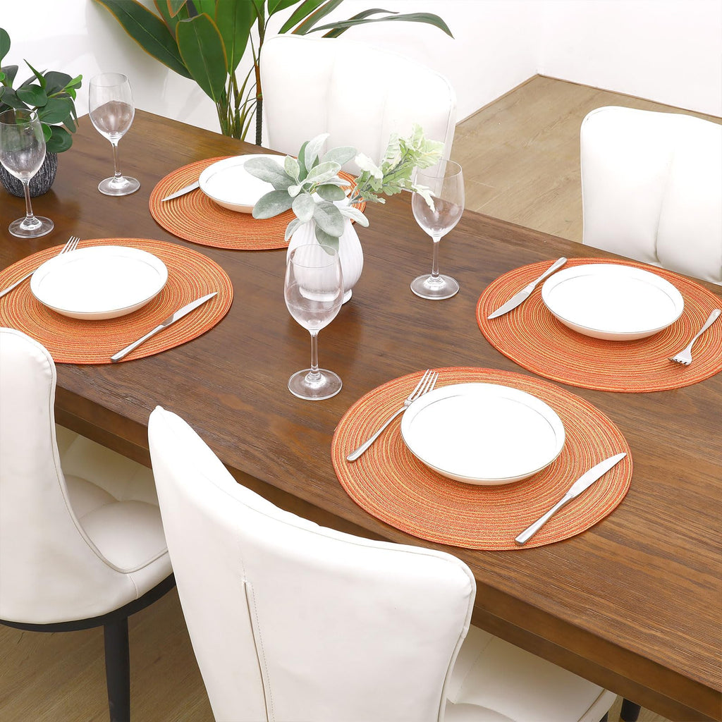 Round Braided Fall Placemats Set of 6 Thanksgiving Place Mats
