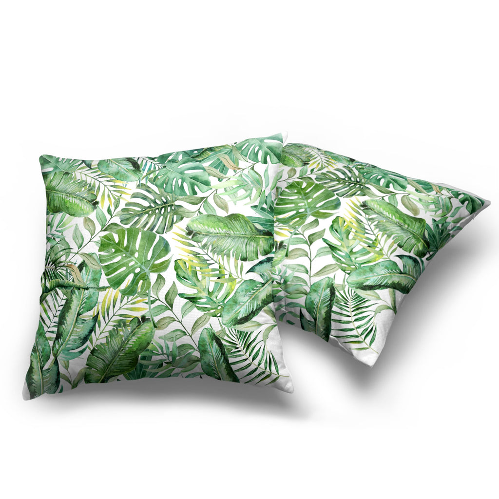 Summer Tropical Pillow Covers 22x22 Set of 2 Palm Leaves Throw Pillow Covers Green Monstera Leaf Outdoor Pillow Case