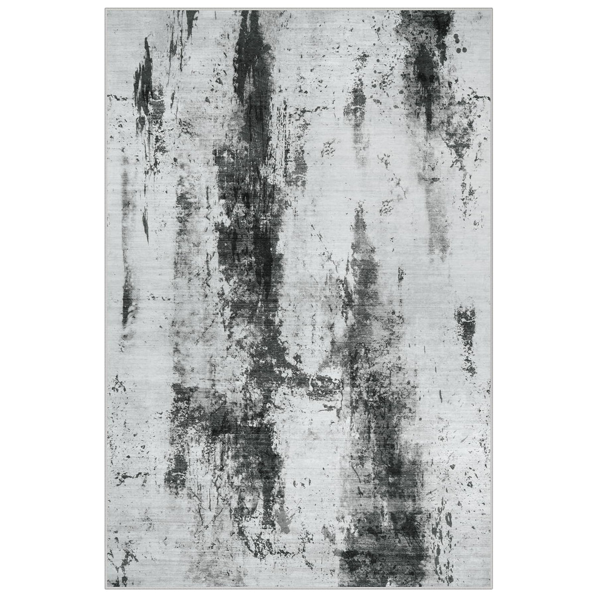 2'6''x8' Runner Rugs Washable Rug: Modern Abstract Black White Grey Carpet