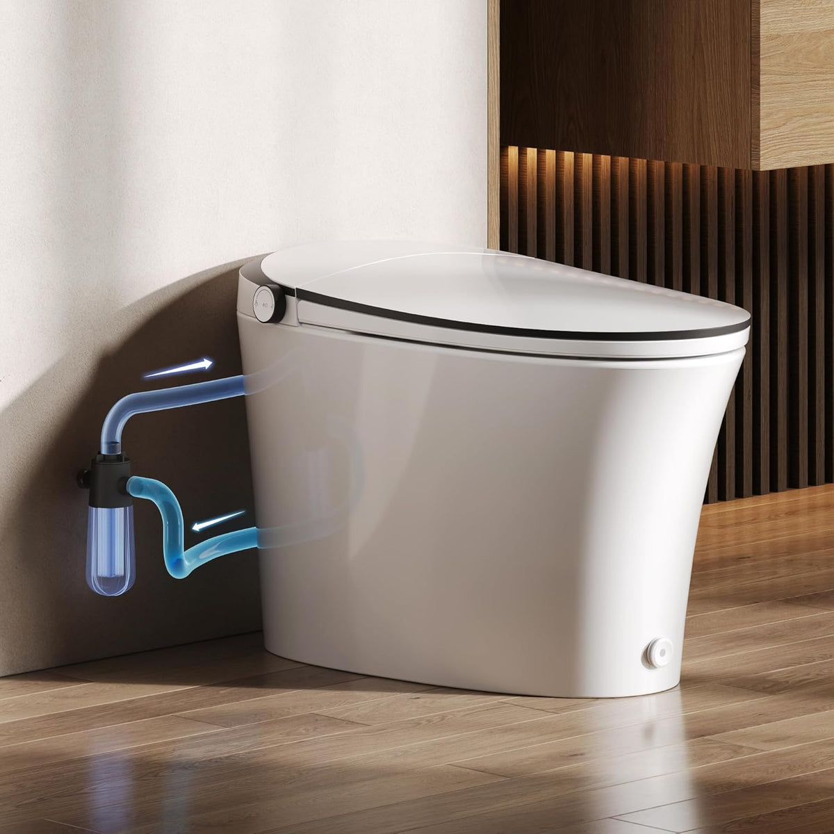 Smart Toilet Auto Open & Close One Piece Tankless Toilet with Bidet Built in Auto Flush Warm Water Air Dryer Heated