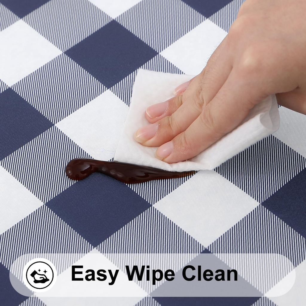 8 Foot Picnic Table Cloth, Flannel Backed Fitted Vinyl tablecloths