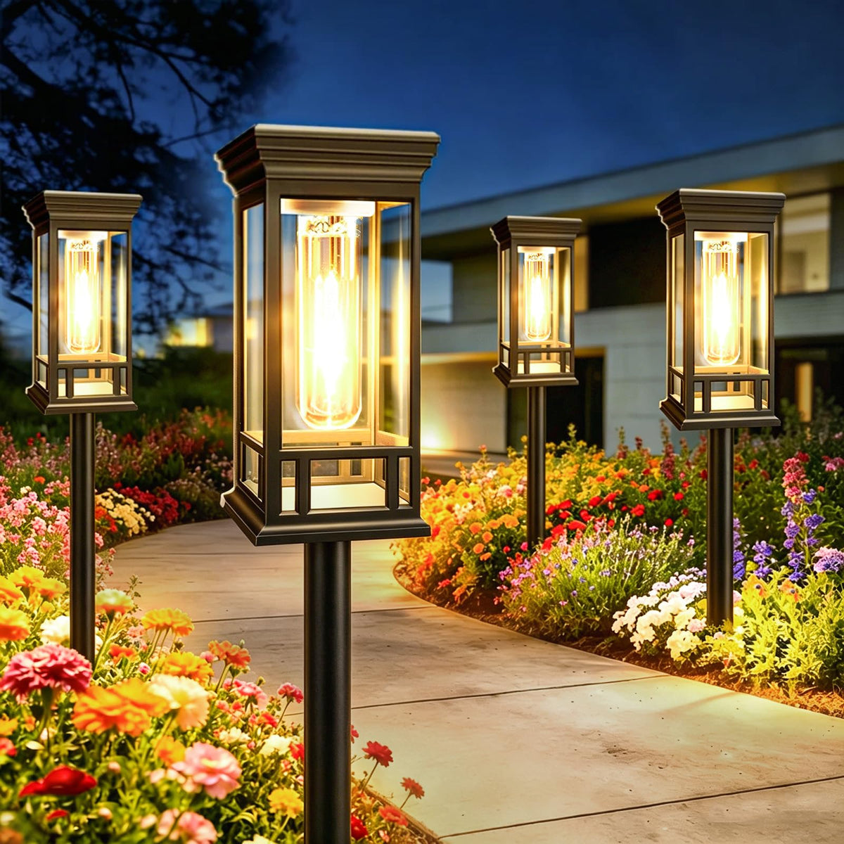 2 Pack Bright Solar Garden Lights, Solar Pathway Lights Outdoor Waterproof