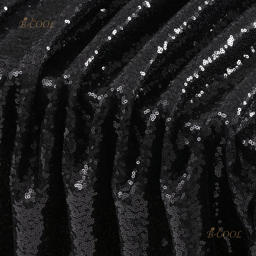 Black Sequin Tablecloth for Parties Rectangle Shiny Table Overlays Tabletop