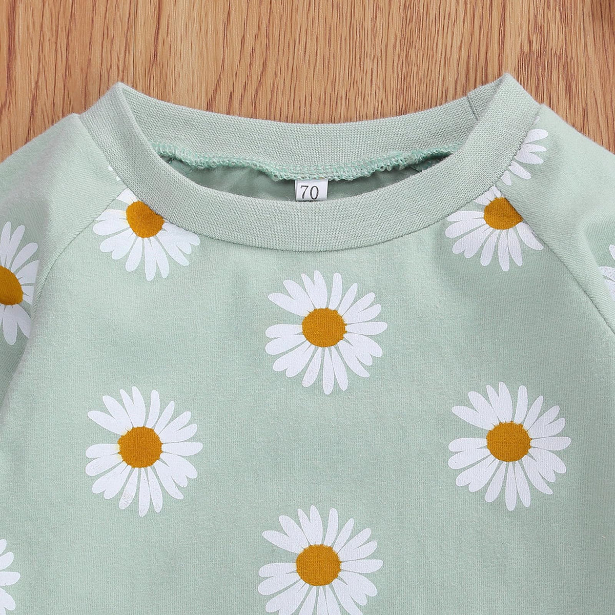 3Pcs Baby Girl Outfits Daisy Sweatshirt + Pants + Headband Infant Fall Winter Clothes Green