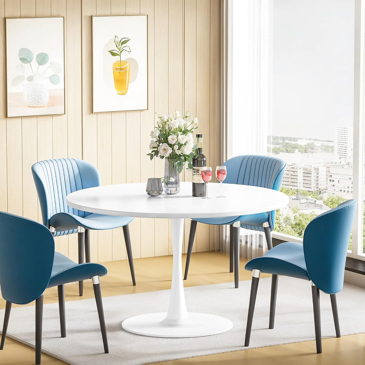 Inspired Saarinen Style Tulip Round Pedestal Dining Table — White, 39.1″ Round