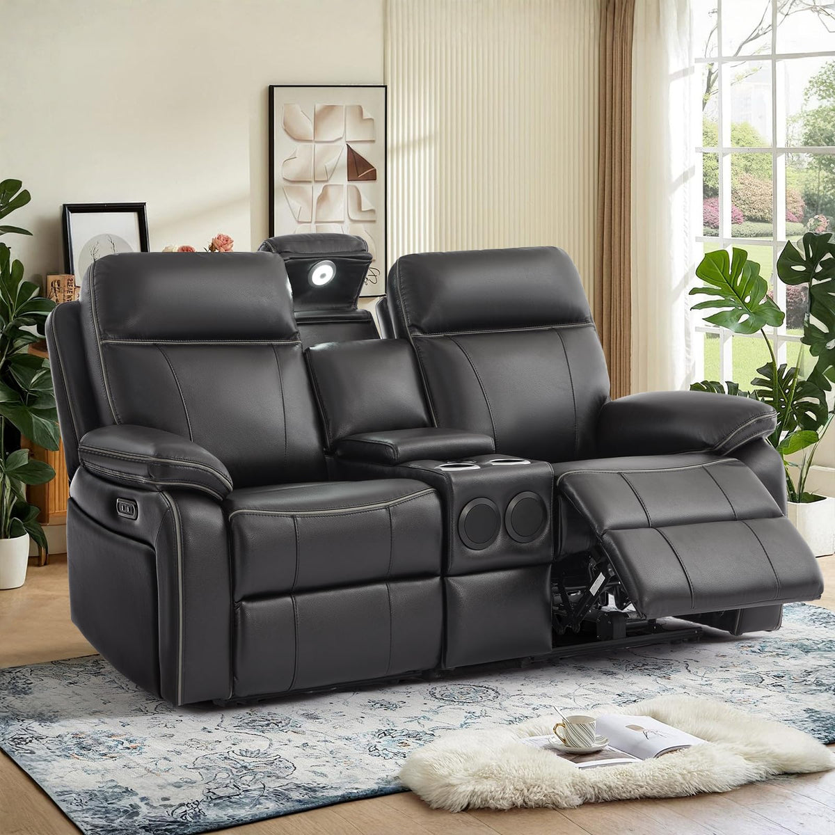 Power Reclining Loveseat with LED Reading Light/Storage Drawer