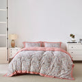 Pink Boho Paisley Duvet Cover Queen 100% Egyptian Cotton 3 Pcs