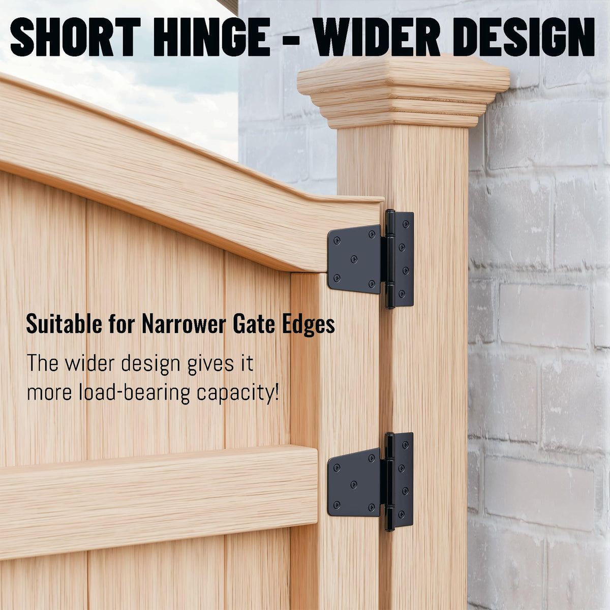 3.5 Inch Heavy Duty Gate Hinges, 8 Pack Extra Thick Black Iron Door Hinges