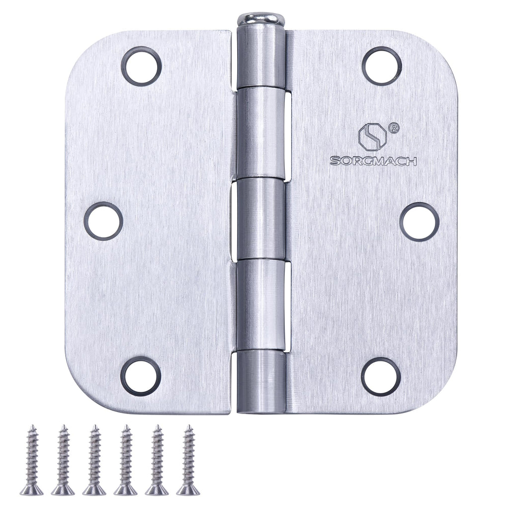 Door Hinge 3 1/2 Inch Interior Door Hinges Satin Chrome 3.5 Inch Interior Hinges 5/8" Radius Flat Iron Hinge 3 1⁄2"x