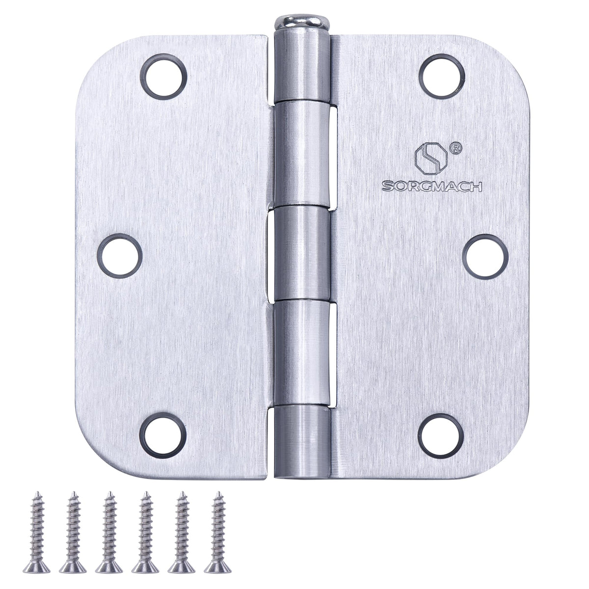 Door Hinge 3 1/2 Inch Interior Door Hinges Satin Chrome 3.5 Inch Interior Hinges 5/8" Radius Flat Iron Hinge 3 1⁄2"x