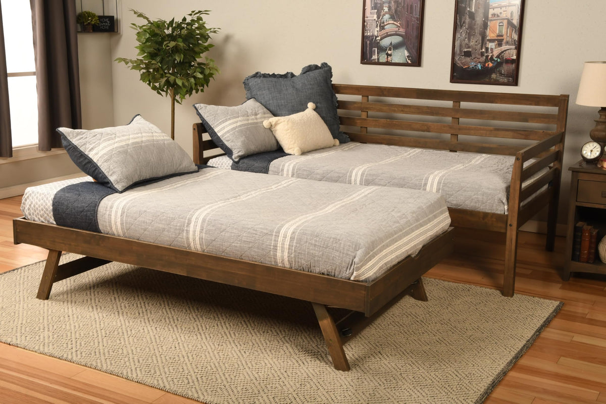 Rustic Brown Solid Wood Daybed, Cama de Madera