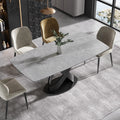 Modern Dining Table, Gray Sintered Stone Tabletop Dining Table with Black X-Shaped Solid Carbon Steel Base, 70.8"