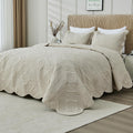 Oversized King Bedspreads 128x120 for Extra Wide Tall King or Cal King Bed Ultrasonic Quilted Coverlet Set 3 Piece