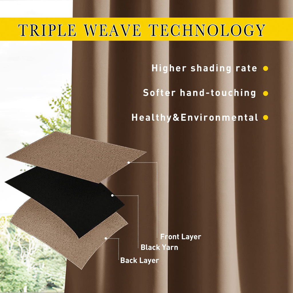 Weighted Curtains Waterproof W66xL84 Tan 2 Panels