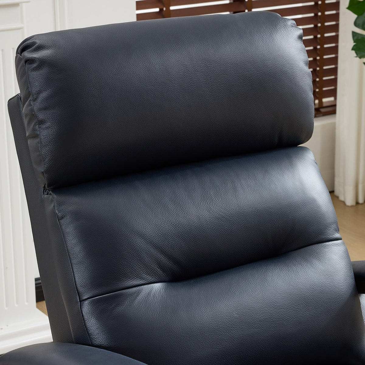 Triple-Motor Genuine Leather Zero Gravity Power Recliner, Dark Blue