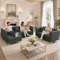3-Piece Light Luxury Chesterfield Faux Leather Sofa Set (Green)