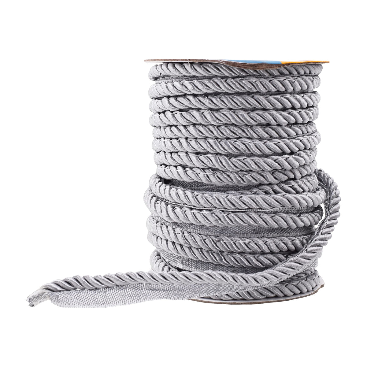 Silver Twisted Lip Cord Trim 25-Yard Roll - Decorative Sewing Trim, Upholstery Piping & Cording for Cushions