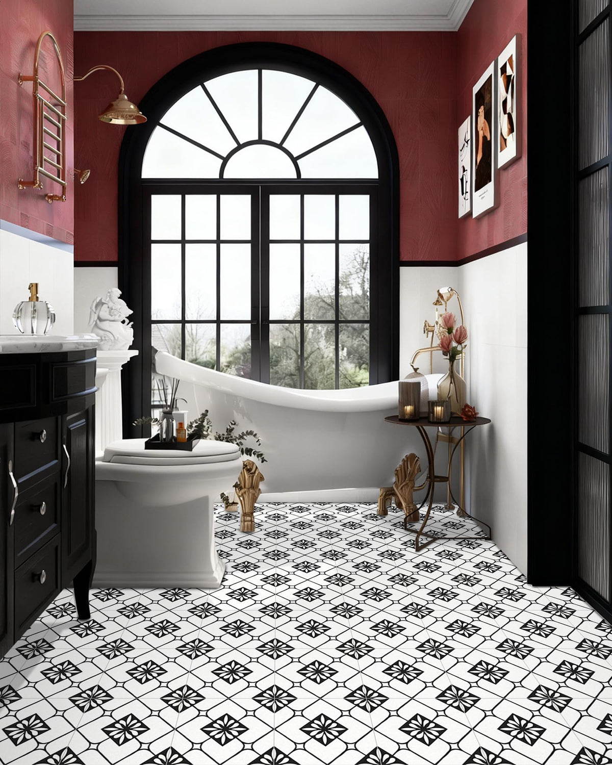 20PCS 7.87" x 7.87" Peel and Stick Floor Tile, Black