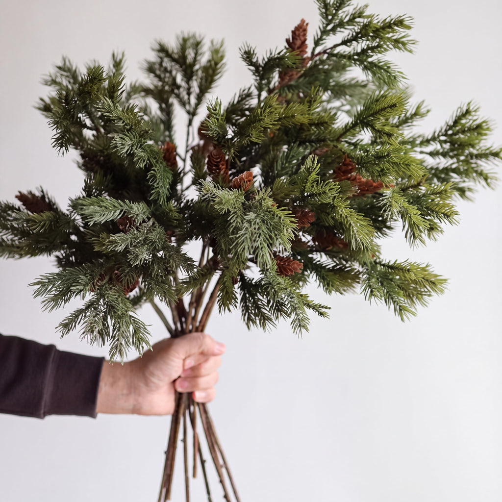 6 Pcs Artificial Stems, Green, Cedar