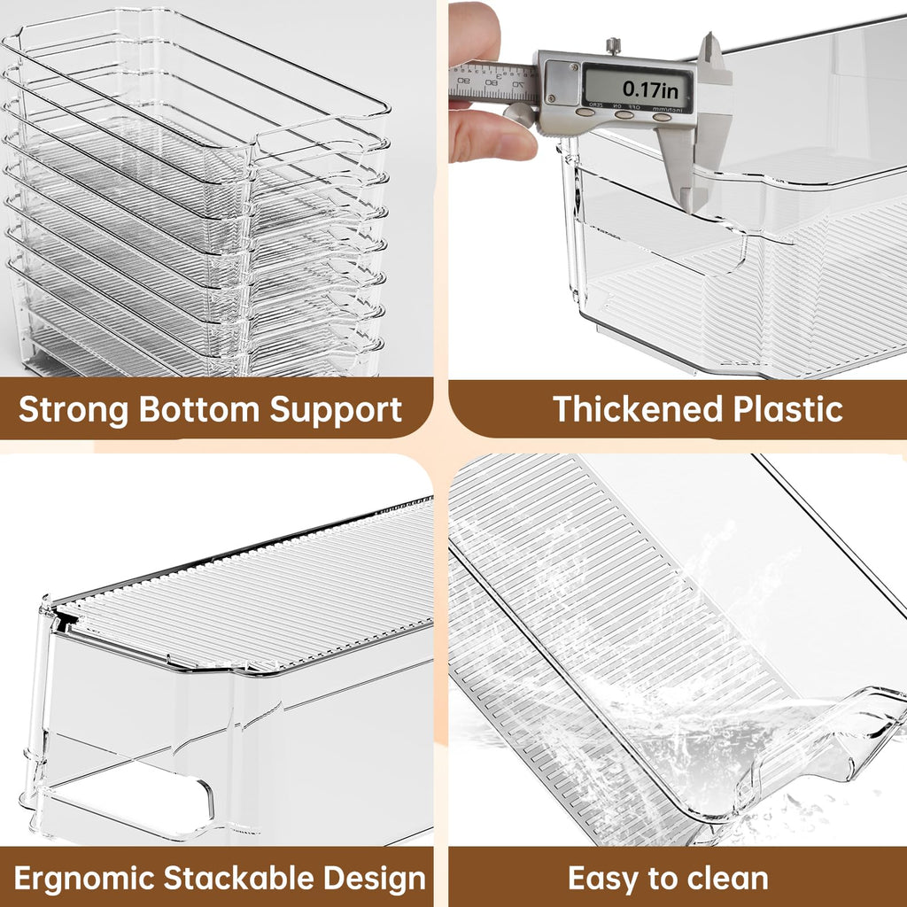 Clear Fridge Organizer, Refrigerator Organizer Bins with Handle, Freezer, Kitchen Cabinet, Pantry Organization, BPA