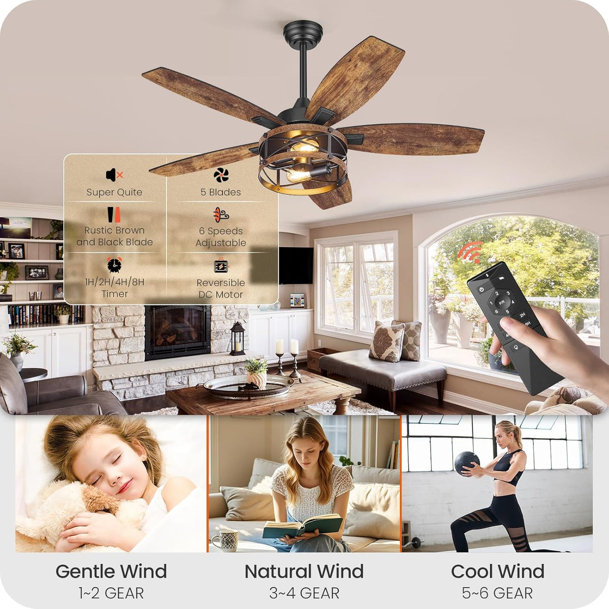 42" Ceiling Fan with Light & Remote