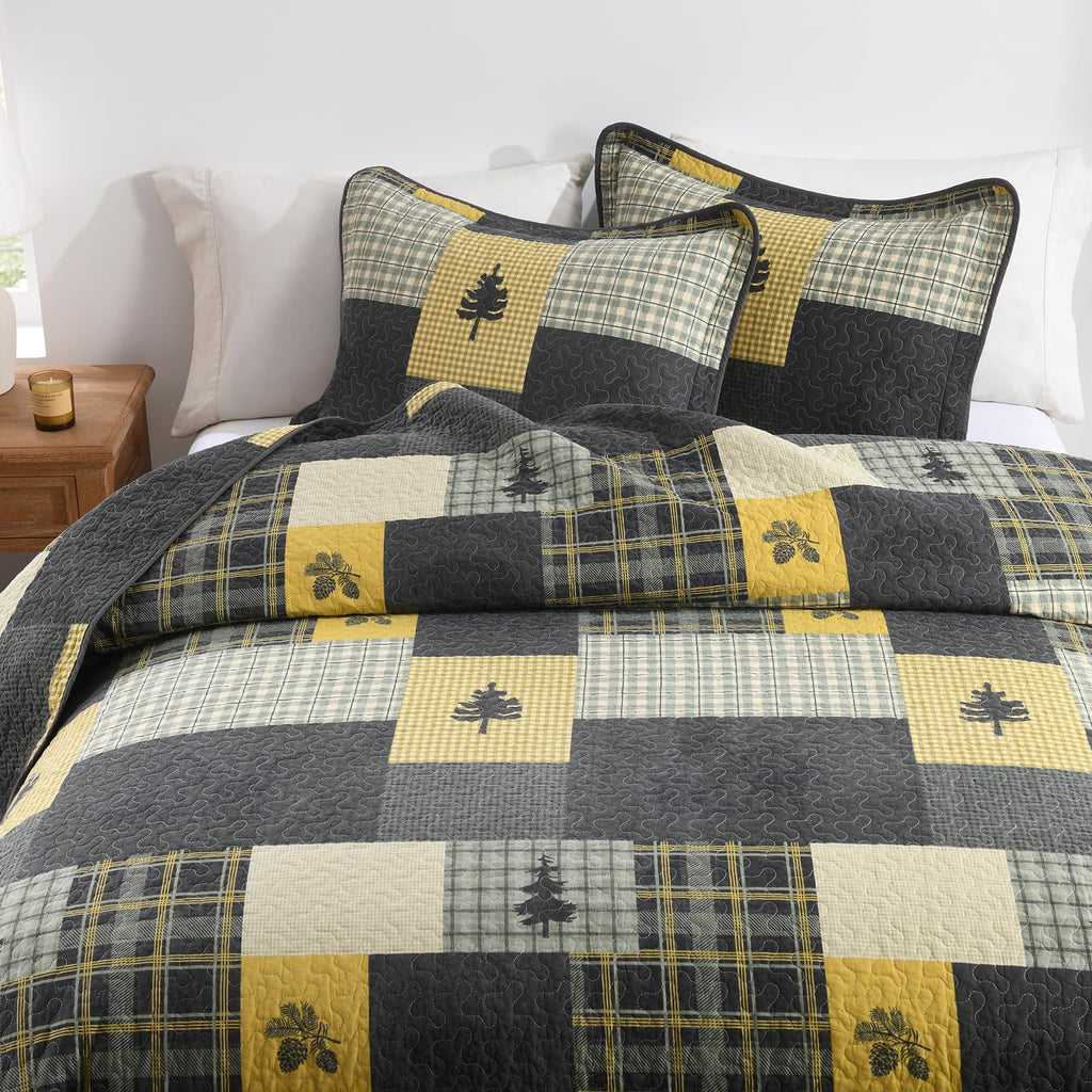 Cabin Plaid Quilt - 100% Cotton Western Bedding Set