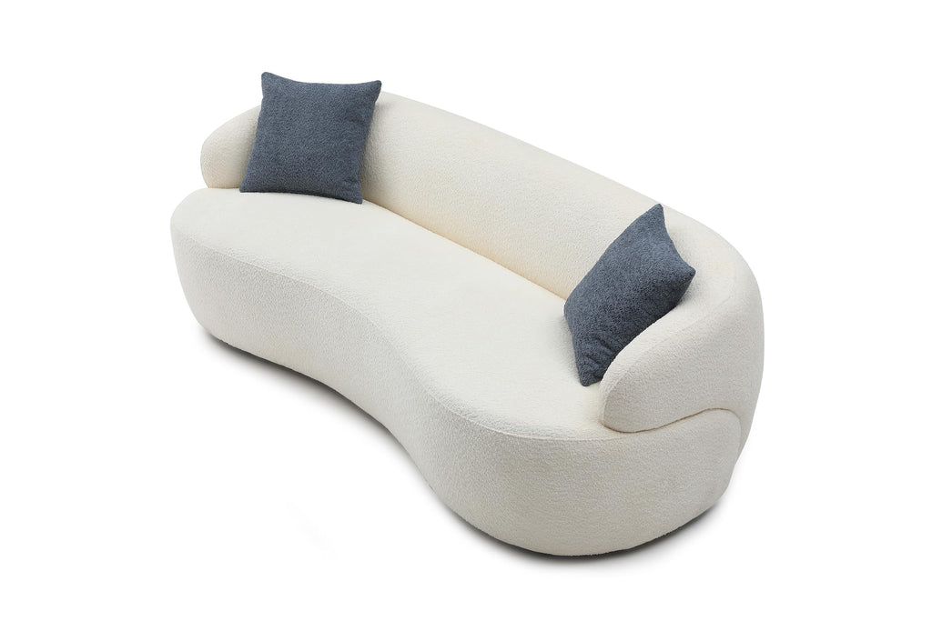 86.6-inch 3 Seaters Curved Sofa Oversized Teddy Boucle Sofa Couch, Beautiful Freestanding Curved Leisure Couch with 2