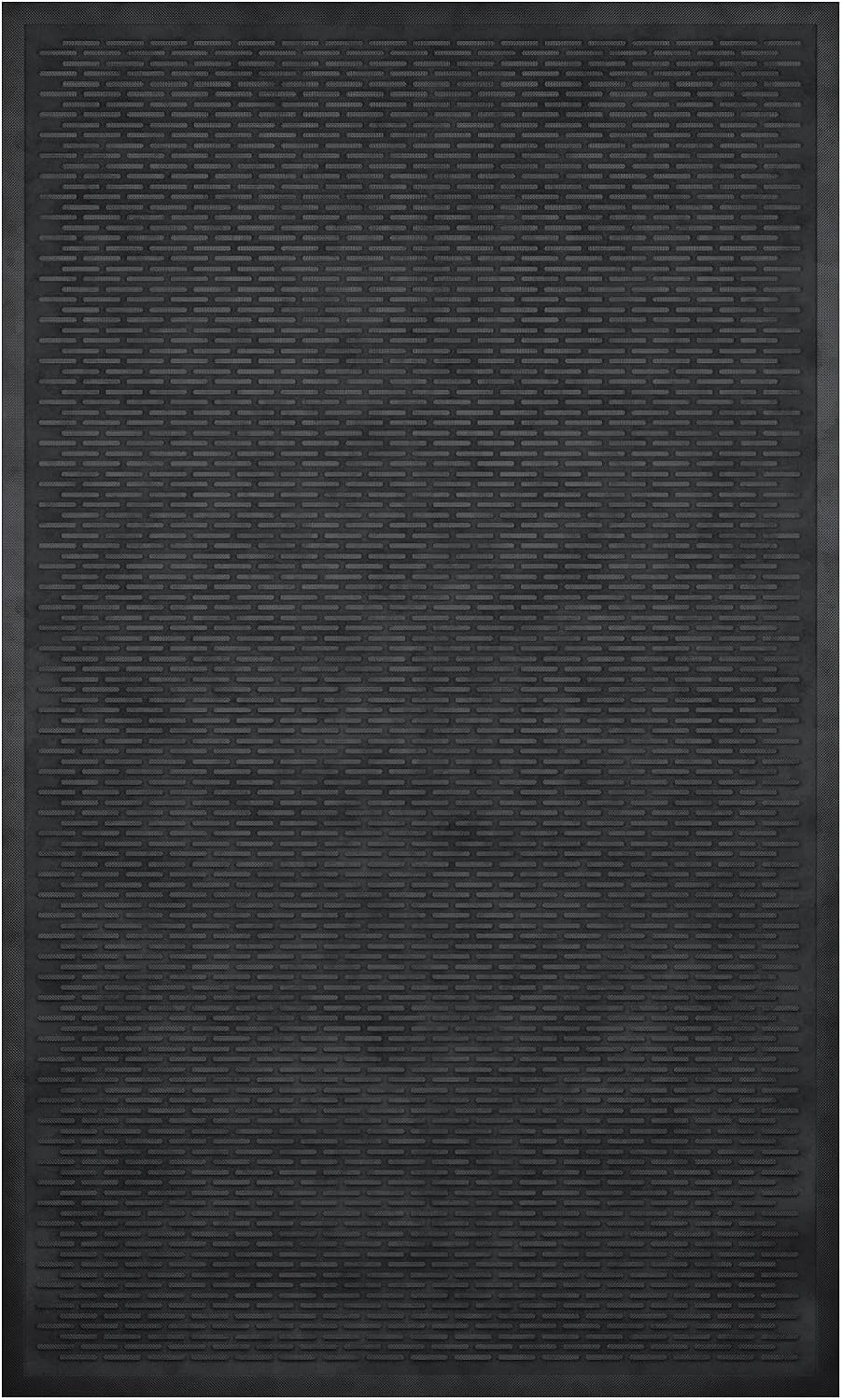 Waterproof Rubber Outdoor Doormat - Heavy-Duty Non-Slip Rubber Floor Mat with Ridge Scraper Pattern, All-Weather