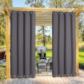 Blackout Outdoor Curtain Waterproof Extra Long 120", Windproof Energy Saving Top and Bottom Rustproof Grommets