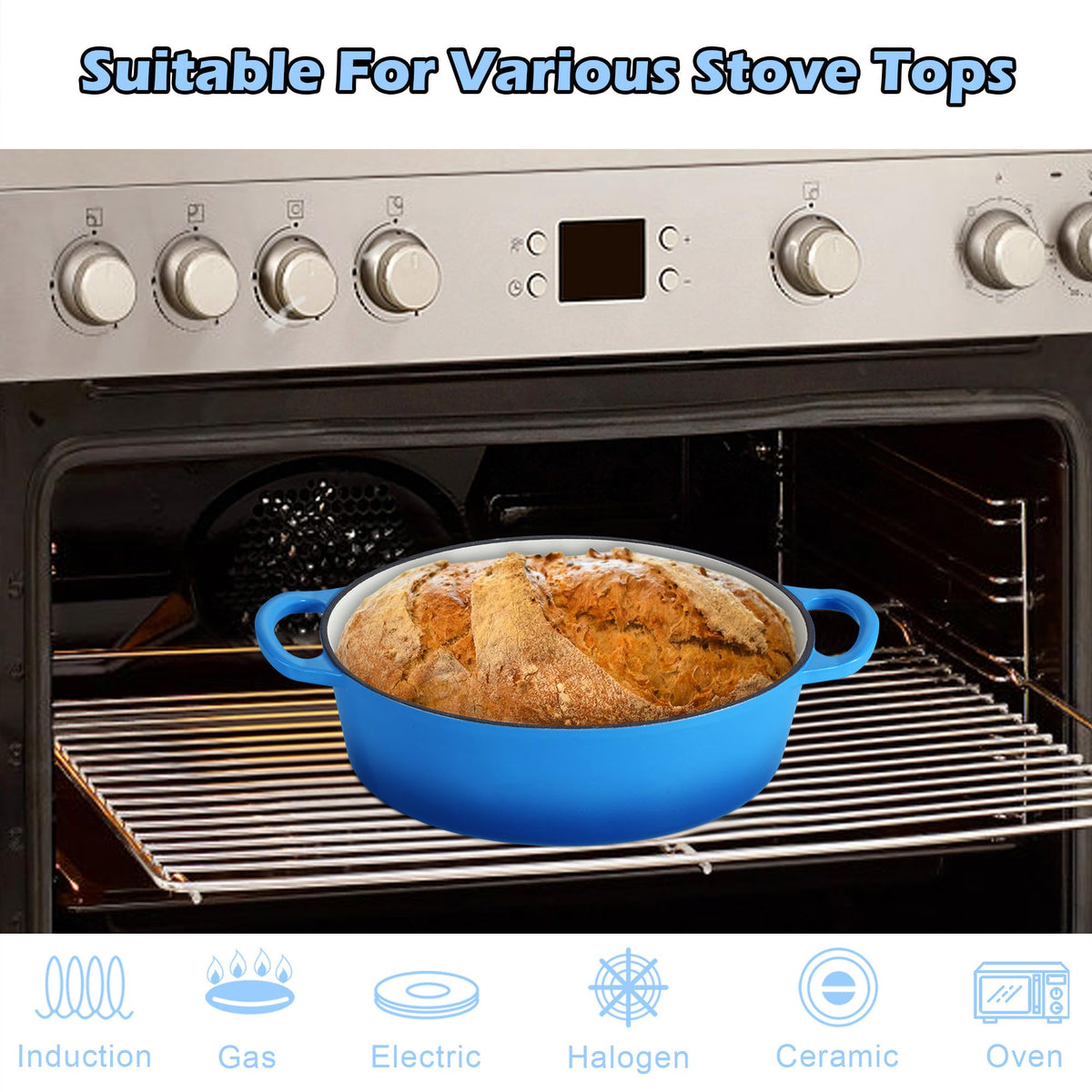 Oval Dutch Oven, 5qt Enameled Cast Iron Dutch Oven Pot with Lid