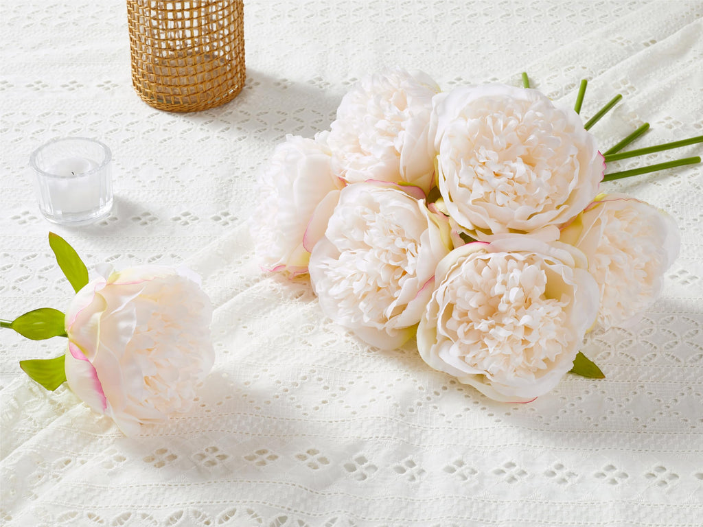 10PCS Artificial Peony, Real Touch Fake Silk Bouquet with Stems Mothers Day Wedding Party Centerpieces Table