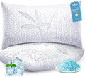 Bamboo Cooling Shredded Memory Foam Bed Pillows King Size Set of 2 | Plush Firm Support, Neck Pain Relief