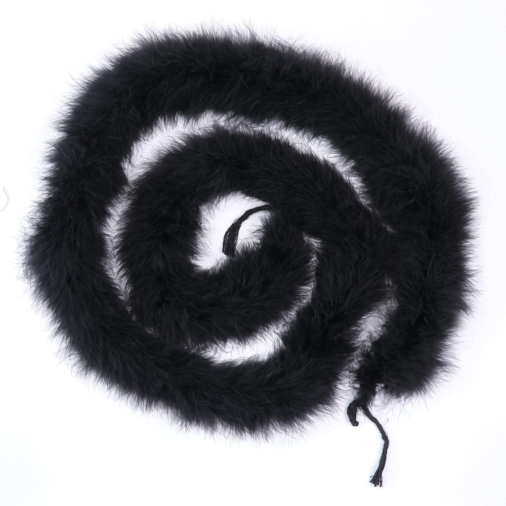 50g Black Fluffy Marabou Feather Boa for DIY Craft Sewing Trim Home Wedding Party Christmas Decoration - 2 Yards
