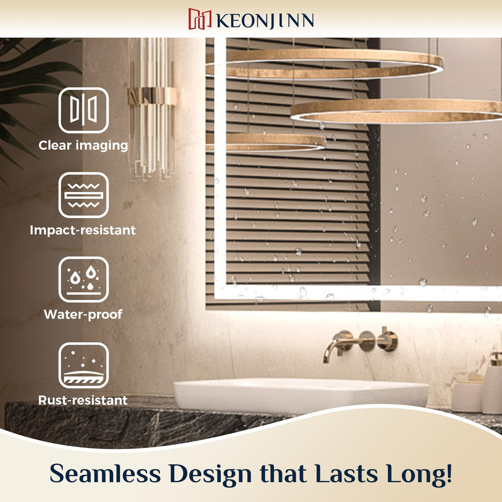 96x36 Inch LED Bathroom Mirror with Lights, Fast & Safe Defogging