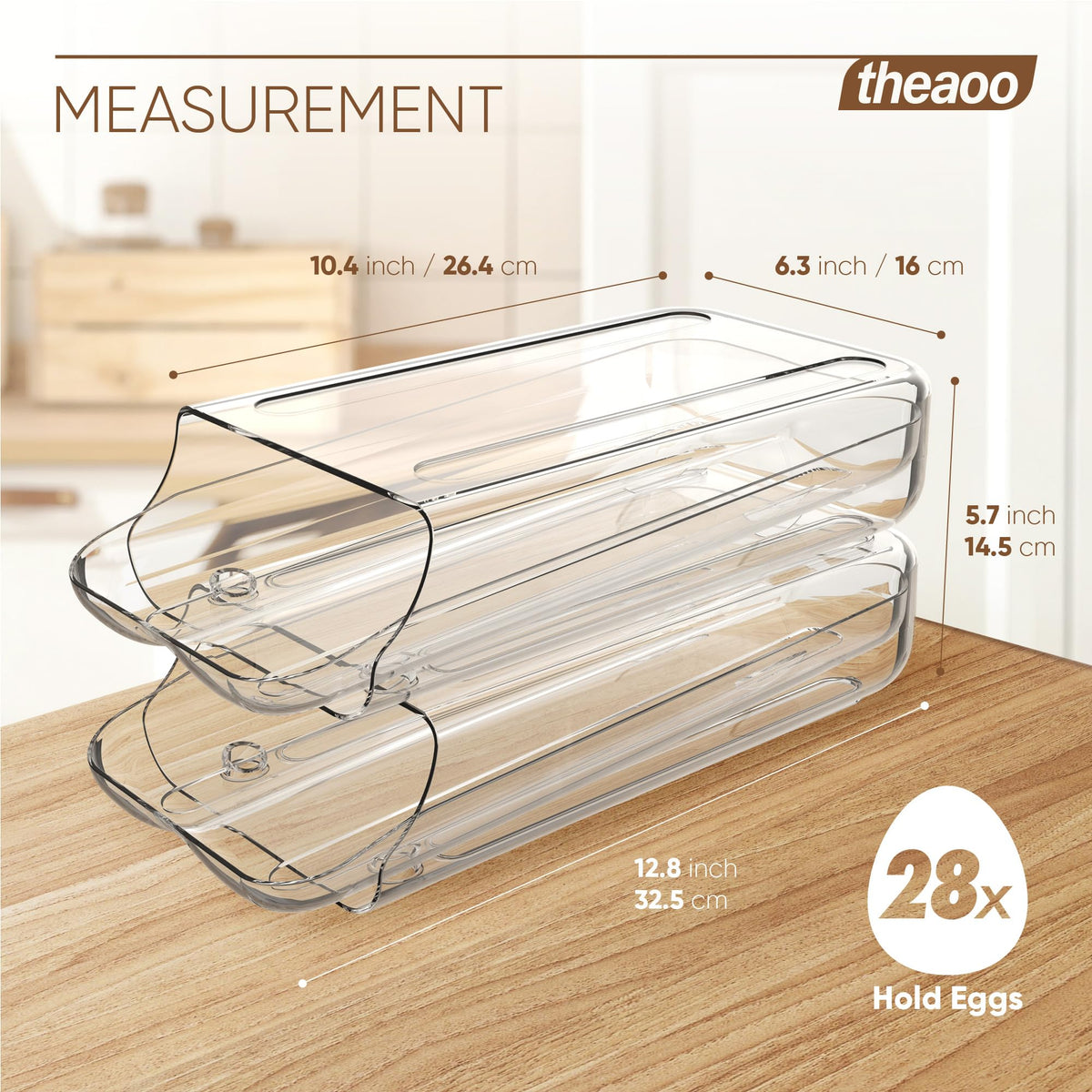 Egg Holder for Fridge, Automatic Rolling Egg Container, Clear, 2Pack