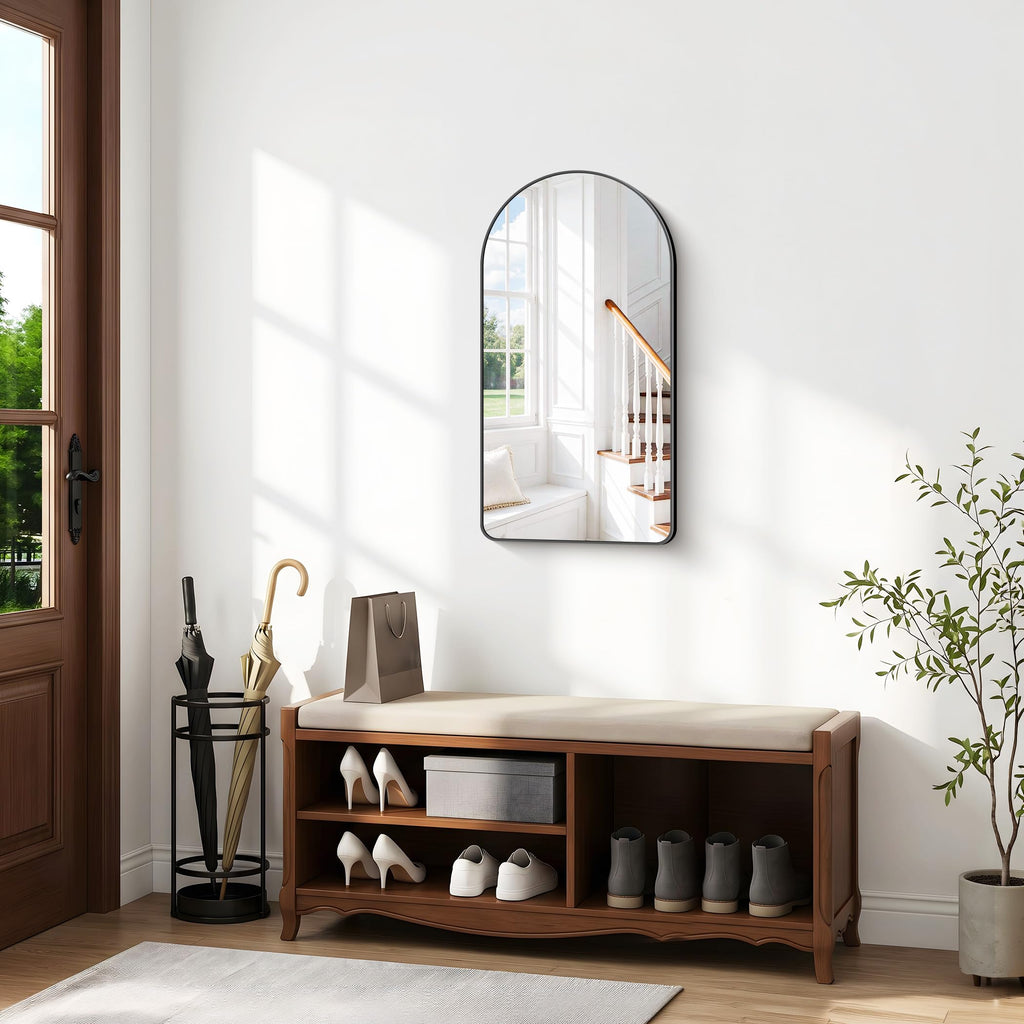 Arched Wall Mirror, 22x36 inch Black Arched Mirror Bathroom