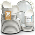 36 Piece Stoneware Dinnerware Set for 12, Handcrafted Plates and Bowls Set