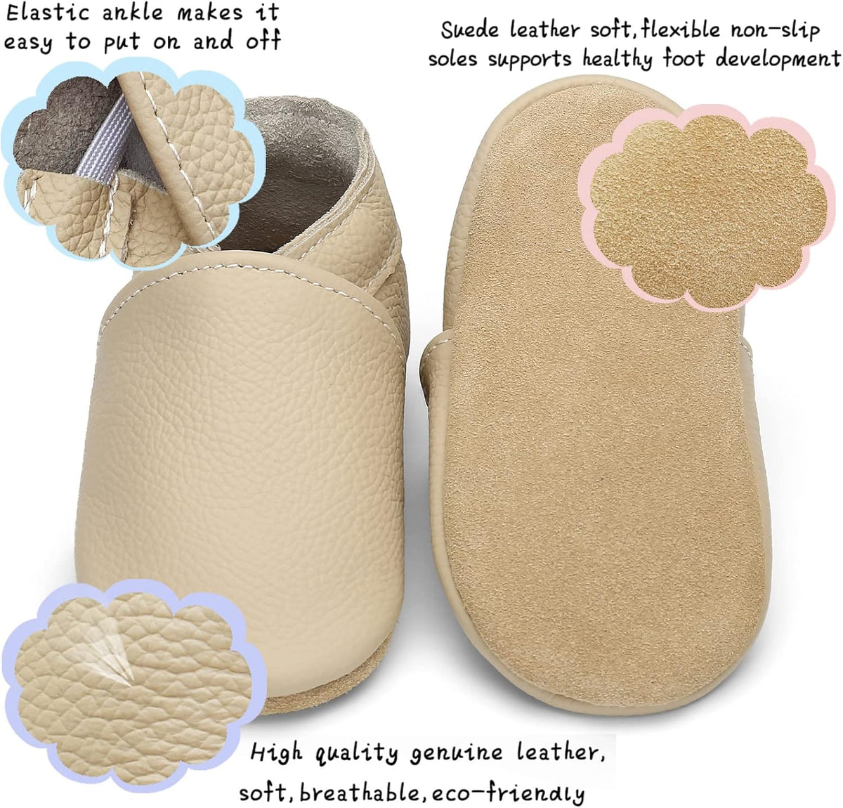 Soft Sole Baby Shoes Leather Baby First Walking Crib Shoes Slip-on Baby Moccasins Infant Toddler Pre-Walker Shoes