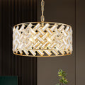 18 Inch Gold Modern Drum Crystal Chandelier, Ceiling Mounted
