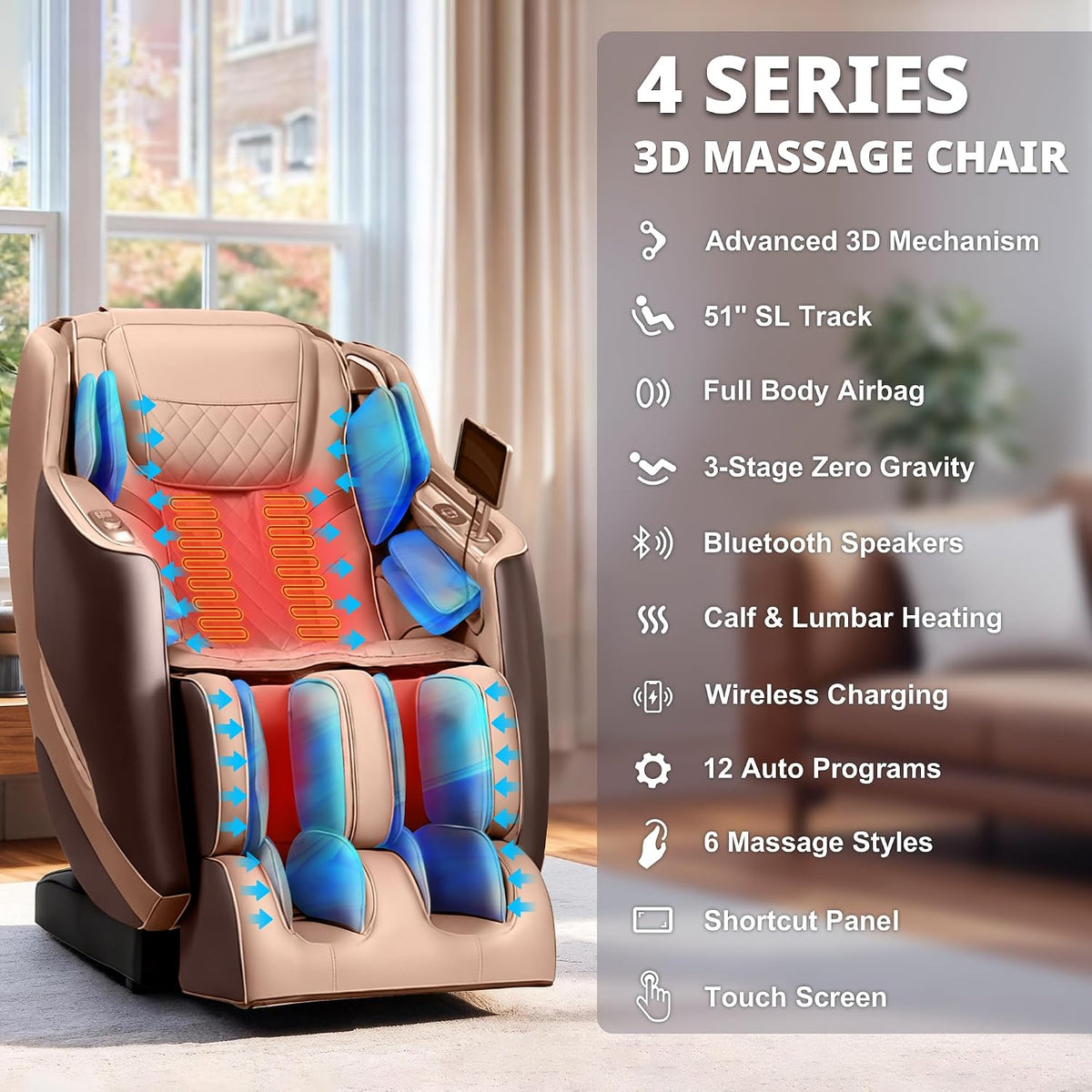 Massage Chair, 3D Massage Chair Full Body, Zero Gravity Shiatsu Recliner W/Heating, SL Track, Wireless Charger