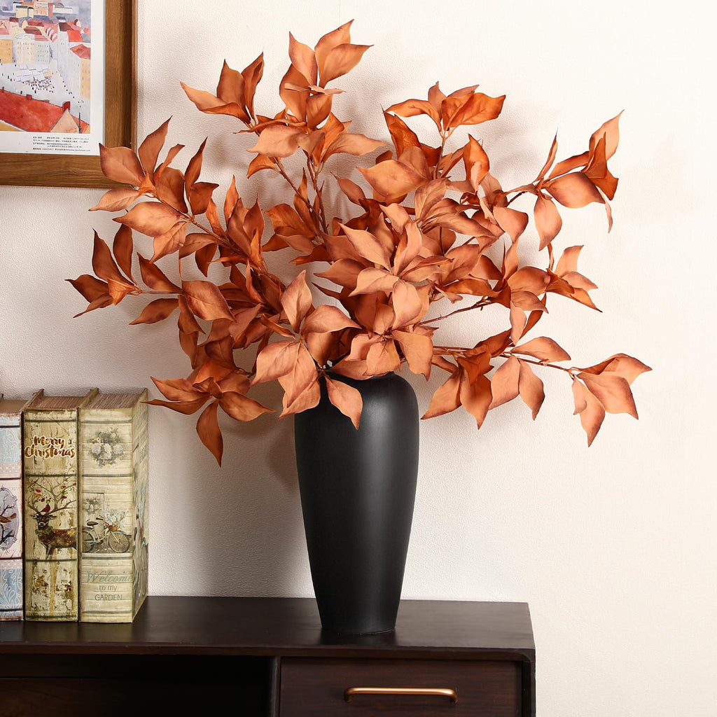 3 Pcs 33" Fall Artificial Filbert Leaves Stem Fall Decor, Caramel
