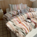 Twin XL Comforter Set Boho Geometric Striped Pattern Comforters Fluffy Bedding Comforter Sets 3 Piece Hotel Quilted