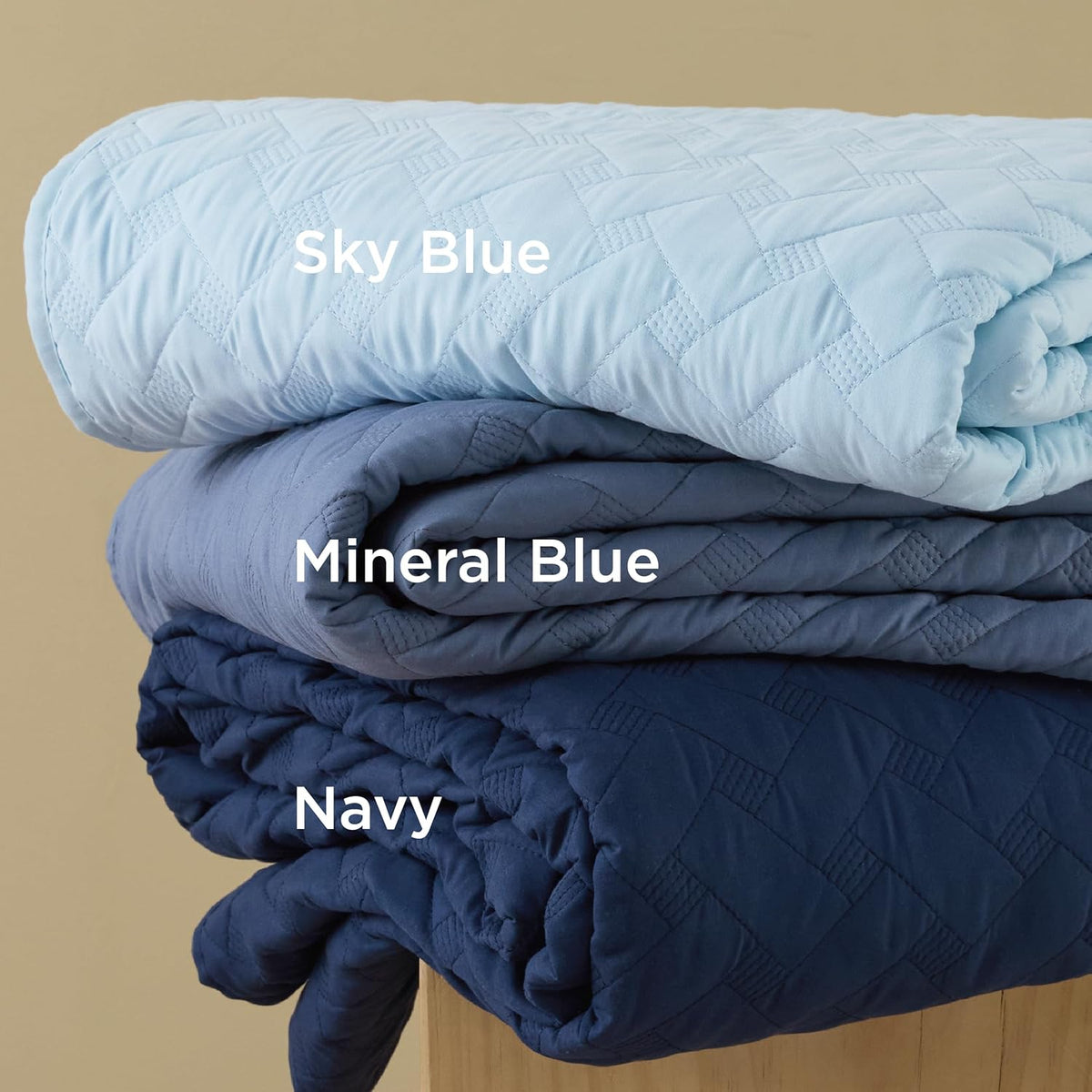 Quilts - Lightweight Bedspreads with Basket Weave Pattern, Soft Quilt Bedding Set, Mineral Blue Comforter